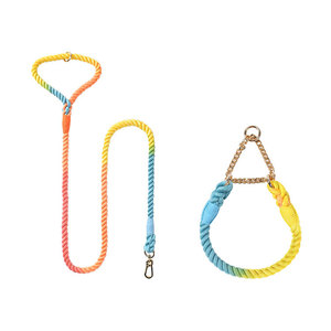Conjunto de <span class=keywords><strong>collar</strong></span> y correa de perro de algodón trenzado, venta al por mayor, diseñador personalizado hecho a mano, de lujo, pequeño, grande, para mascotas, cuerda para caminar - Product Image 2