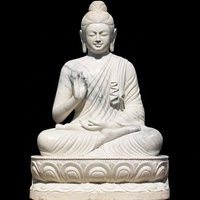 Offre Spéciale statue de bouddha en pierre de jardin grande pierre de marbre blanc assis statue de bouddha murti
