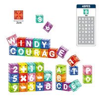 EPT Blocs Magnétiques Portables Mini - 40 Pièces Cubes Alphabet & Chiffres, Jouet Éducatif de Voyage pour l'Apprentissage des Mathématiques et de l'Orthographe en Maternelle