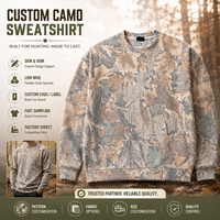 Sweat-shirt à col rond en molleton de coton pour homme, coupe ample, avec logo personnalisé, camouflage forestier réaliste, pour la chasse