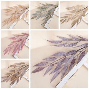 CallaFloral Fleurs artificielles en eucalyptus floqué, branche unique, marron foncé, orange, rouge, vert, marron clair, violet, en plastique, pour la maison - Product Image 3