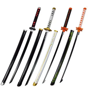 Pedang Katana, 104 Cm pedang Demon Slayer Eco Abs bambu kayu Samurai Anime alat peraga senjata mainan