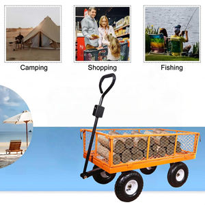 Chariot à outils de jardin de cour de maille d'acier résistant chariot à quatre roues côtés amovibles utilitaire extérieur de chariot de bois de chauffage - Product Image 3