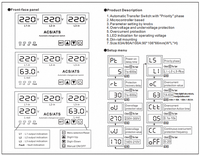 Dispositif de protection intelligent avec fonction de sélecteur de phase automatique, protection contre les surintensités et les surtensions, et commutateur de transfert.