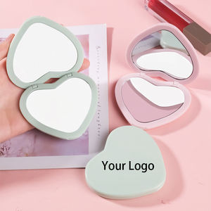 Zonyin, superventas, espejo de maquillaje de bolsillo Compacto personalizado en forma de corazón, espejo de viaje con aumento plegable, regalo de <span class=keywords><strong>pl</strong></span>ástico ABS - Product Image 1