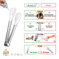 Haute qualité en acier inoxydable 304 18/8 outils de cuisine ensemble petit Clip pince alimentaire cuisson divertissant salade Barbecue Buffet Toast