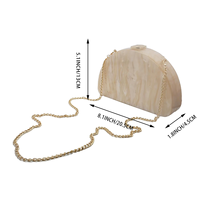 Femmes Acrylique Embrayage Semi-circulaire Unique Shell Evening Bag Party Prom Crossbody Handbag Shoulder Purse