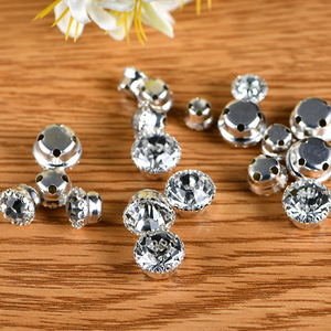 Round Rhinestone 16 Facets 4 Holes Glass With Hole For DIY Clothing <b>Wedding</b> Dress <b>Accessories</b> - Product Image 4