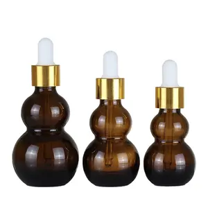 20Ml 30Ml 50Ml Groothandel Amber Kalebas Vorm Dropper Fles Cosmetische Verpakking