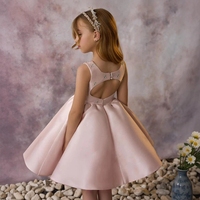 Robe de princesse en satin pour filles, élégante, sans manches, ornée de perles, robe de fête en polyester pour l'été, pour anniversaire et Noël