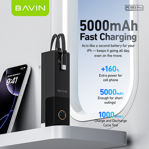 Bavin PC1053โปร5000มิลลิแอมป์22.5วัตต์ที่ชาร์จเร็ว USB Type C พาวเวอร์แบงค์พร้อมสาย USB - Product Image 5