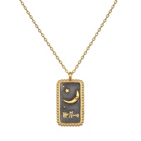 18k Charmes Cartes De Tarot Colliers Pour Femmes Zircon Soleil Étoile Lune Carré Collier Hiphop Punk Chaîne Ras Du Cou Bijoux Vintage