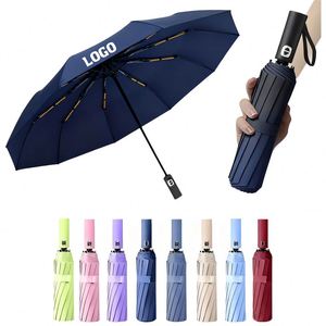 Custom Logo Portable Automatic Open Strong Three Folding <b>Windproof</b> Compact Travel Car Foldable UV <b>Umbrella</b> - Product Image 1