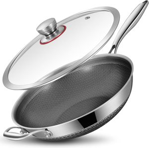 <span class=keywords><strong>Wok</strong></span> de Acero Inoxidable de Triple Capa Resistente con Tapa, Sartén Antiadherente de Cerámica de la <span class=keywords><strong>Mejor</strong></span> Calidad, Sartén <span class=keywords><strong>para</strong></span> Cocinar por Inducción, SIN PFAS - Product Image 1