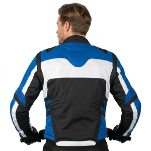 Men's Full Sleeve PU Motorcycle Jacket Color Blocked Windproof All Seasons Racing Wear - Product Image 2