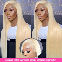 Perruques frontales en dentelle HD suisse sans colle, blond miel 613, en cheveux humains brésiliens bruts, 13x4, pour femmes noires