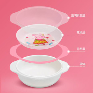 Peppa Pig Melamine Kids Bowl Round Cartoon Design Anti Drop For Children Feeding - Product Image 1