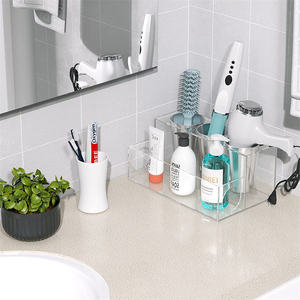 Support de sèche-cheveux en acrylique, <span class=keywords><strong>prix</strong></span> d'usine, organisateur transparent sur comptoir, support de rangement, porte-sèche-cheveux, salle de bains - Product Image 2