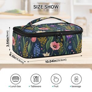 Sac isotherme personnalisé avec logo, imprimé floral, en polyester, pour femmes et filles, vente en gros - Product Image 3