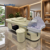 Fauteuil de lavage électrique portable moderne pour salon, avec bac en céramique, repose-pieds réglable, éponge haute densité et fonctions de massage thaïlandais