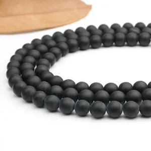 Pierre d'onyx noir mat naturelle, perles rondes en vrac pour collier, Bracelet, boucle d'oreille, bricolage, fabrication de bijoux