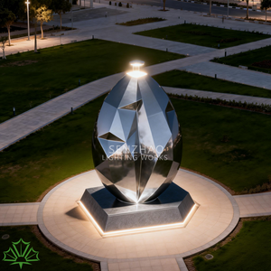 Escultura Moderna para Exteriores de Palmera, en Acero Inoxidable Pulido, Personalizada por Senzhao - Product Image 1