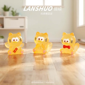 Resin Cartoon <b>Cat</b> <b>Night</b> <b>Light</b> DIY Jewelry Set Animal Shape Keychain Craft Accessory - Product Image 2