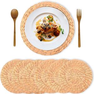 Eco-Friendly Sustainable Rattan Plant Pattern <b>Dinner</b> Pad <b>Mat</b> Placemat Tablemat Wedding Woven Charger Dishes Plates Home - Product Image 1