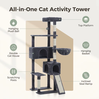 Arbre à chat en daim avec lit intégré - Conception moderne et stable de luxe pour plusieurs chats
