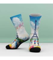 Chaussettes polyvalentes en polyester 3D sans couture, imprimées numériquement à 360° avec motifs de dessins animés, anti-odeur, absorbant la transpiration, respirantes et résistantes à l'usure (ODM)