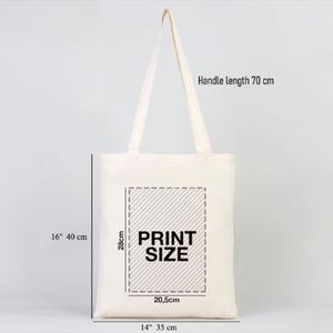 Large Durable Unisex Black Cotton Canvas Casual Tote Bag <b>Open</b> Top Custom DIY Logo Thick Shoulder Travel Beach Shopping Bag - Product Image 5