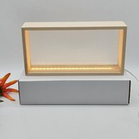 Lampe de table LED moderne faite à la main, écologique, avec cadre photo en bois naturel, vierge, pour créations DIY personnalisées
