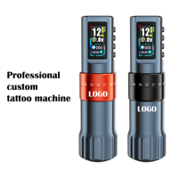 Verstelbare draadloze tattoo-machinekit van aluminiumlegering met dubbele batterij, geschikt voor beginners, met 1,47-inch scherm.