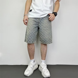 Pantalon décontracté de sport d'été de marque tendance pour hommes Nouveau <span class=keywords><strong>short</strong></span> <span class=keywords><strong>en</strong></span> <span class=keywords><strong>jean</strong></span> de style américain Taille moyenne Bouton mince respirant Grande taille - Product Image 1