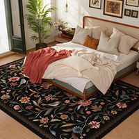 Tapis floral médaillon vintage 8x10 noir, grand, lavable, antidérapant pour salon, ferme, salle de jeux pour enfants, décoration intérieure