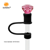 Capuchons de paille de luxe en forme de diamant 8mm/10mm/12mm, anti-poussière, réutilisables, breloques pour pailles