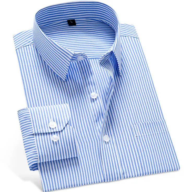 Wholesale French Cuffs Long Sleeve Vertical Striped Shirt Men's Cotton Shirts Long Sleeve Men's Shirts Long Sleeve Formal