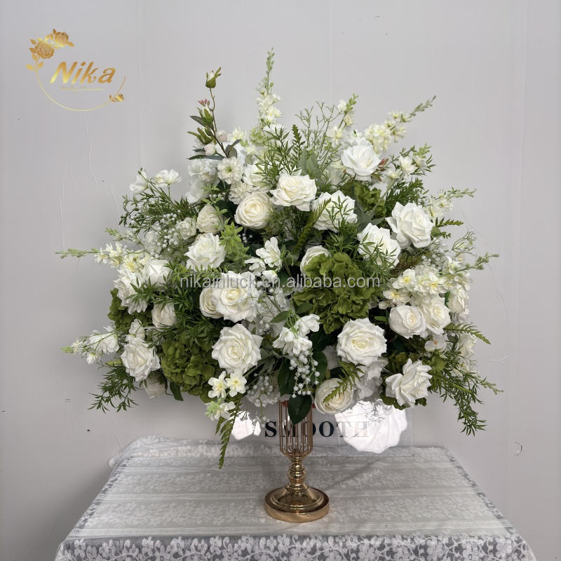 large white and green wedding centerpieces