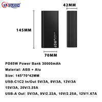 Batterie externe portable USB grande capacité PD65W avec logo personnalisé, 30000mAh, charge rapide, format mince avec support pour utilisation en extérieur