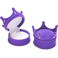 Emballage de bague en forme de couronne de Offre Spéciale boîte à bague de flocage de couleur personnalisée nouveau design mignon boîte à bijoux en velours étui cadeau de couleur de mode