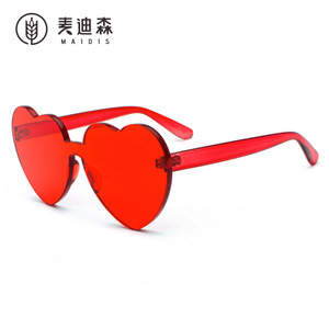 Maidis Heart Shaped Sunglasses Pc Frame Uv400 Women's Fashion Sun Glasses Red Color - Product Image 1