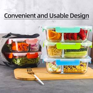 Eco Friendly Microwavable Women Lunch Box Bag Glass Rectangular Silicone Food Packaging Meal Prep Bento Lunch Box Food <b>Container</b> - Product Image 6