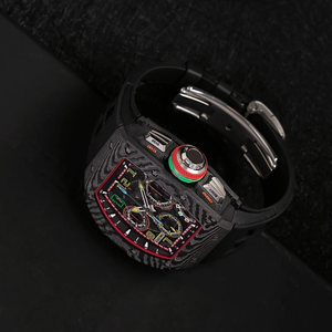 Luxury 65-01 Carbon Fiber Titanium Case 18K Rose Gold Men’s Racing Style Chronograph Watch with Rubber Strap Factory Wholesale - Product Image 3