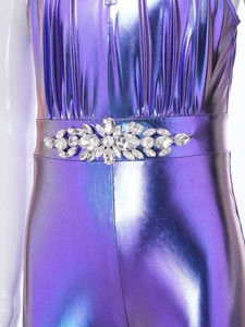 Falda de Baile Metálica con Corte de Campana para Niñas de 6 a 16 Años, Mono de una Pieza para Prácticas de Baile de Salón, Jazz, Actuaciones y Concursos - Product Image 4