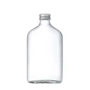 12 унций 350 мл плоская квадратная стеклянная бутылка для ликера с алюминиевой крышкой Флексография цифровая