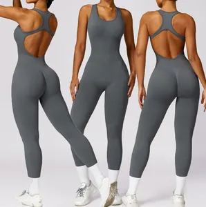 Kualitas tinggi Elastin berolahraga Romper mulus Yoga playsuit Gym kebugaran Set Jumpsuit wanita