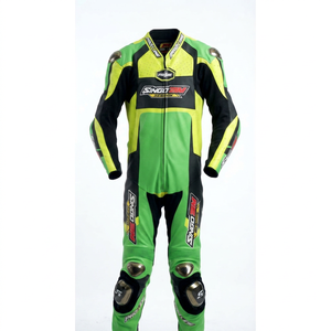Combinaison de course moto en cuir véritable Rawasaki pour homme, en cuir de vache/canguro, 1 pièce, équipement de course en cuir pour la course sur circuit, niveau 2 CE - Product Image 1