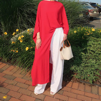 Jalabiya asymétrique élégante et tendance, haut à manches longues de style moyen-oriental, collection de mode modeste haut de gamme de Dubaï