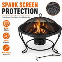 Brasero portable de 22 pouces pour brûler du bois, foyer extérieur sans fumée avec grille de barbecue et écran anti-étincelles pour le camping, la terrasse et le jardin