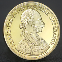 Pièces de monnaie commémoratives plaquées or d'Autriche, 1915, Franz Joseph, 4 Ducats, pièces de monnaie en or autrichiennes, souvenirs